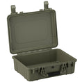 Load image into Gallery viewer, Open hard plastic protective case in Ranger Green with reinforced edges and black handle.