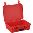 Load image into Gallery viewer, Hard plastic red protective case with hinged lid and black handle.