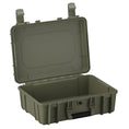 Load image into Gallery viewer, Open hard protective case in flat dark earth color with latches and reinforced corners.