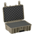 Load image into Gallery viewer, Tan hard protective case with open lid and foam padded interior.