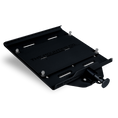 Load image into Gallery viewer, Black metal mounting plate with adjustable clamps and silver screws, designed for Pelican Protector 1450 case.
