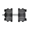 Load image into Gallery viewer, Black metal mounting bracket with adjustable arms and multiple slots and holes for attachment.