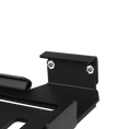 Load image into Gallery viewer, Black metal mounting bracket with two silver hexagonal bolts and angled edges.