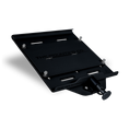 Load image into Gallery viewer, Black aluminum medium+ mount plate with quick-release knob and bolt holes, matte finish.