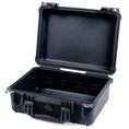 Load image into Gallery viewer, Black hard plastic Pelican Protector 1450 case with open lid and foam interior, rugged latches and handle.