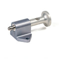 Load image into Gallery viewer, Silver and gray metal pin and block mount with a cylindrical pin and base plate with two mounting holes.