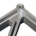 Load image into Gallery viewer, Close-up of silver metal Starlink Mini Mount with smooth and textured surfaces and a mounting hole.