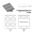 Load image into Gallery viewer, Technical drawing of the XL Mount showing front and top views with measurements and mounting details.