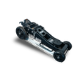Load image into Gallery viewer, Black and silver 3-ton jack mount with large sturdy wheels and "Badland" logo on side.
