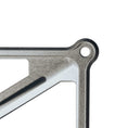 Load image into Gallery viewer, Close-up of silver metal bracket with rounded corner and mounting hole for Starlink Mini Mount.
