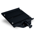 Load image into Gallery viewer, Black metal medium mount plate with four corner bolts and a locking knob on the side.
