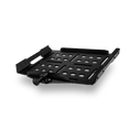 Load image into Gallery viewer, Black metal mounting bracket with multiple slots and adjustable clamps, designed for secure equipment attachment.
