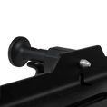 Load image into Gallery viewer, Black metal mount bracket with a round base and a protruding silver pin on angled edge.
