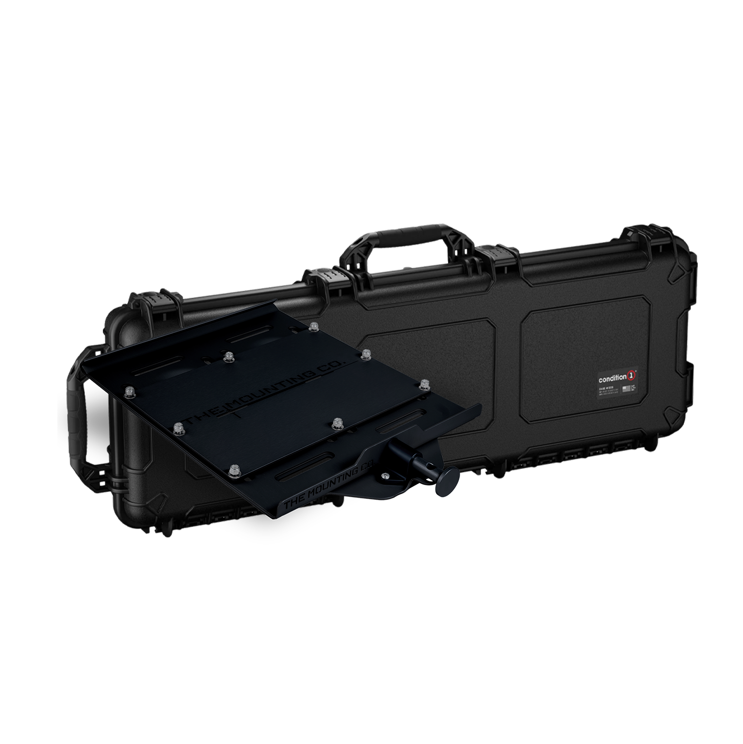 Black hard-shell XL mount case with a detachable mounting plate and sturdy handle.