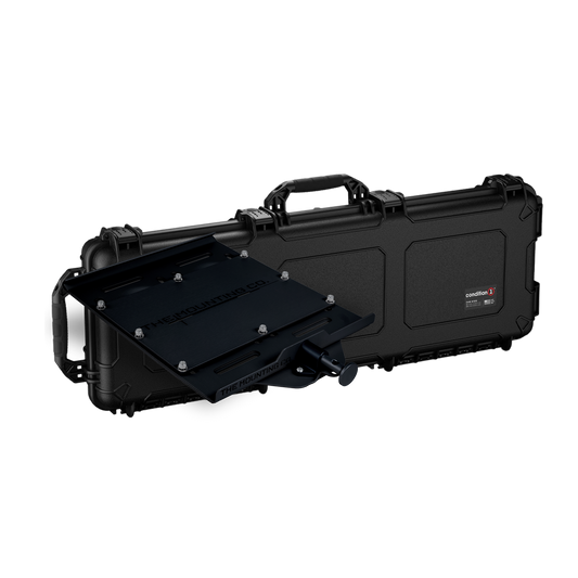 Black hard-shell XL mount case with a detachable mounting plate and sturdy handle.