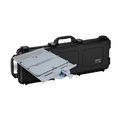 Load image into Gallery viewer, Black XL mount with adjustable silver metal clamp and black carrying case with handle.
