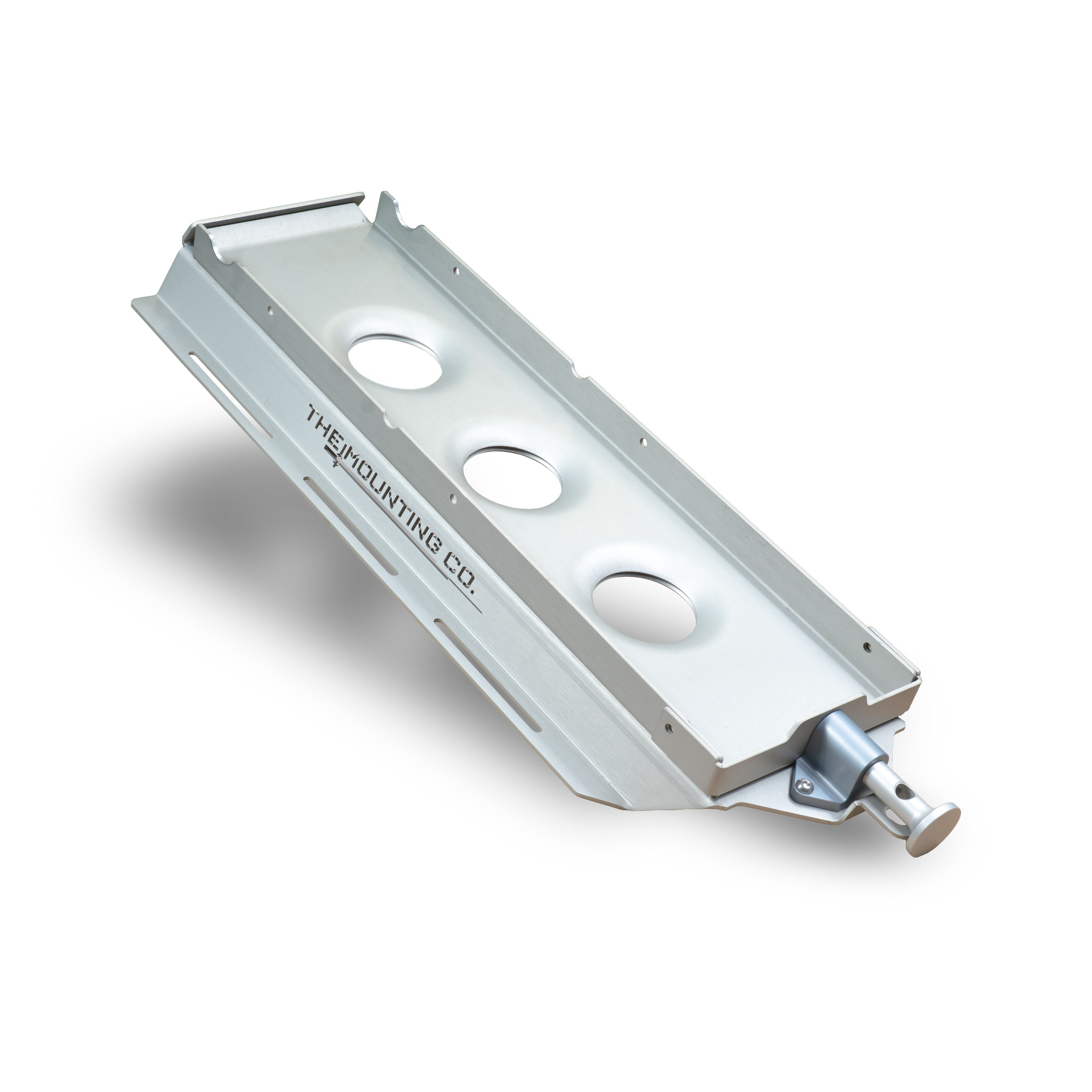 Silver metal Pro Eagle 2 Ton jack mount plate with three circular holes and a mounting bolt end.
