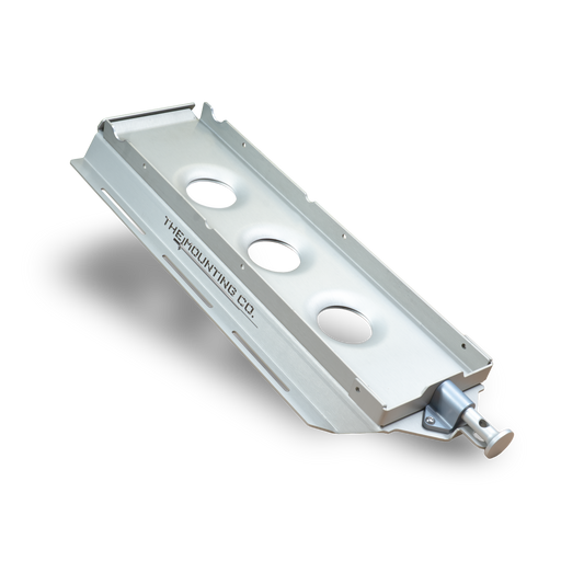 Silver metal Pro Eagle 2 Ton jack mount plate with three circular holes and a mounting bolt end.