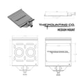 Load image into Gallery viewer, Technical drawing of a medium black aluminum mounting bracket with detailed dimensions.
