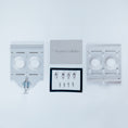Load image into Gallery viewer, Aluminum medium mount kit with two mounting plates, central bracket, and set of screws on white background.
