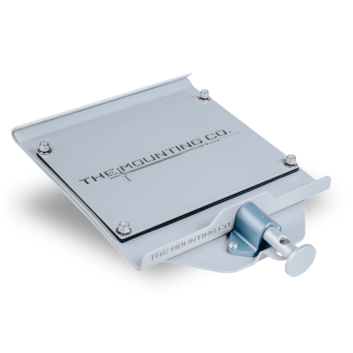Silver metal medium mount plate with screws and adjustable locking knob.