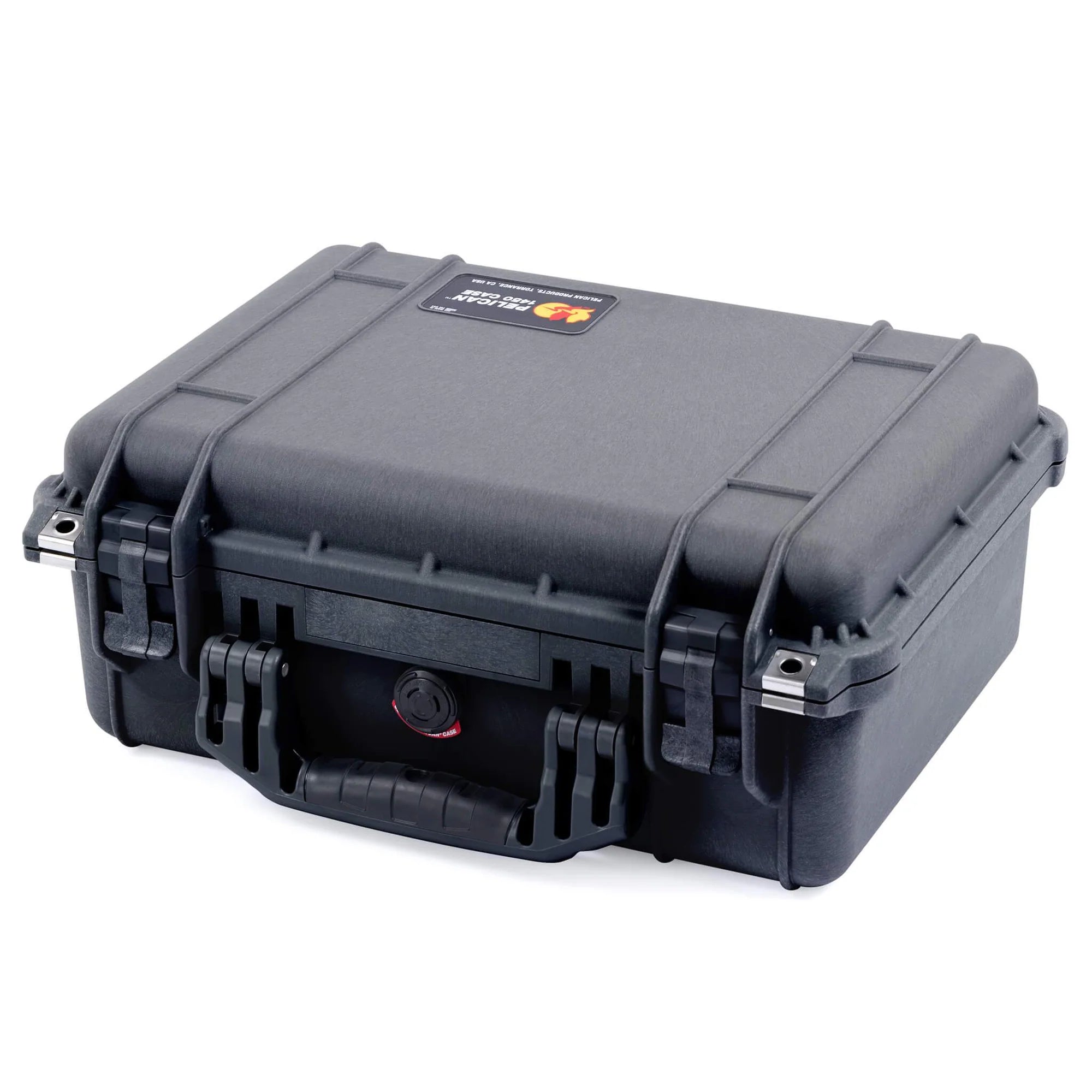 Black hard-shell protective case with reinforced corners and secure latches, Pelican Protector 1450 model.