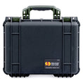 Load image into Gallery viewer, Black Pelican Protector 1450 hard case with green handle and secure latch closures.
