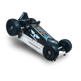 Load image into Gallery viewer, Black and silver heavy-duty Pro Eagle 2 ton jack mount with large rugged wheels and metal frame.
