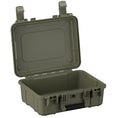 Load image into Gallery viewer, Open durable hard plastic protective case in ranger green with secure latches and molded handle.
