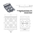 Load image into Gallery viewer, Black aluminum TMC Starlink Mount with multiple circular cutouts and ventilation slots, technical blueprint views showing.
