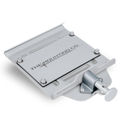 Silver aluminum small mount with quick-release knob and "THE MOUNTING CO." engraving.