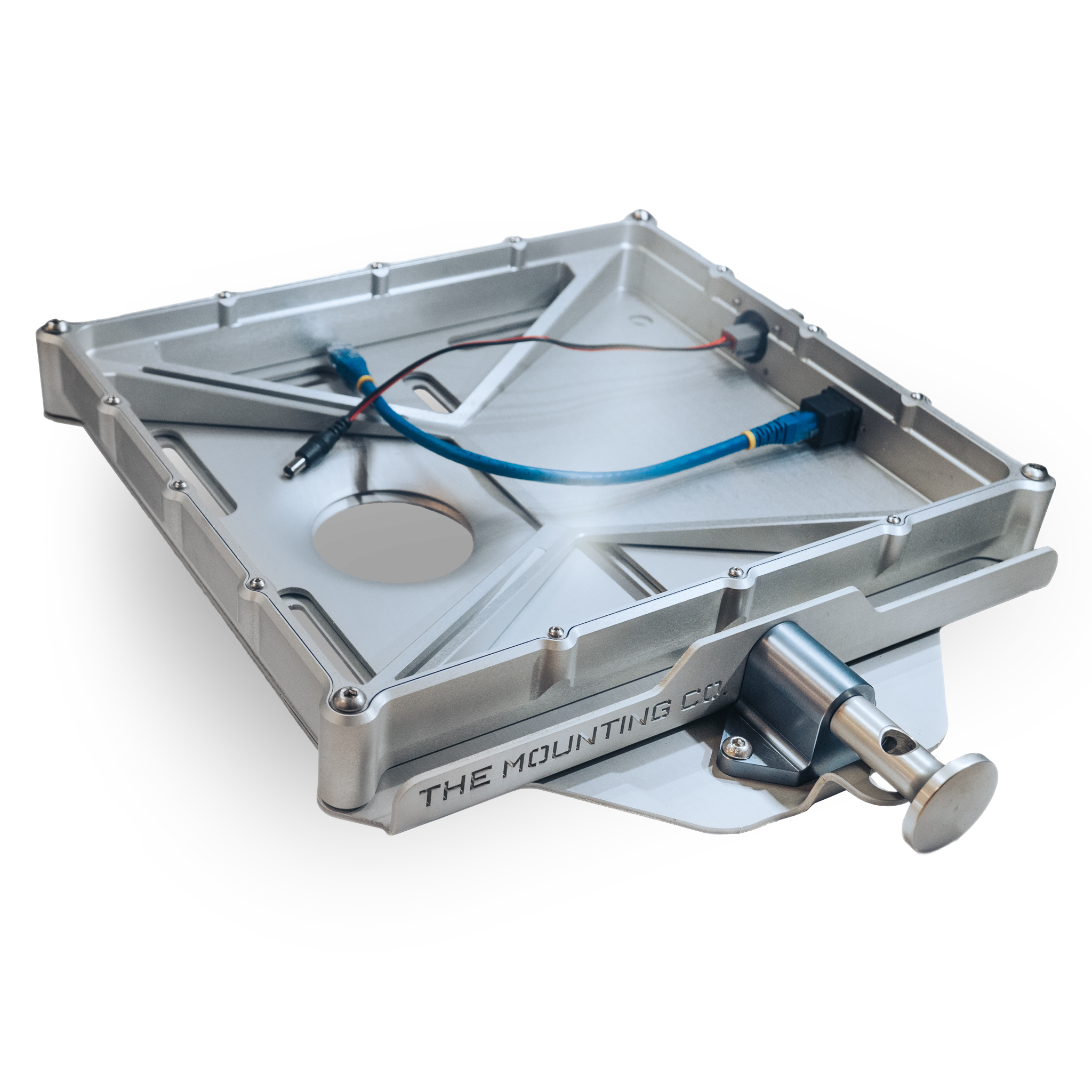 Aluminum Starlink Mini Mount with integrated cable management and tightening knob.