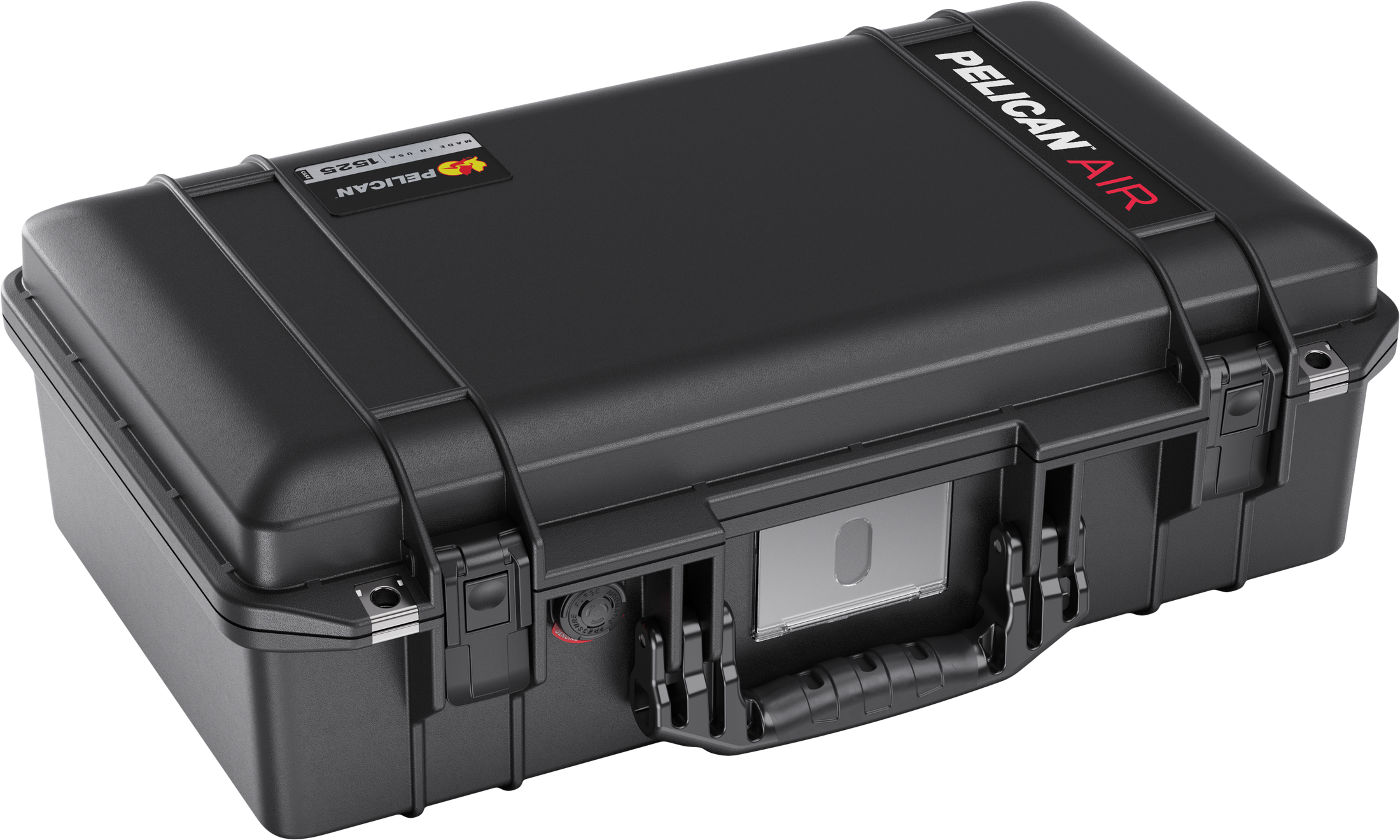 Black hard Pelican Air 1525 protective case with secure latches and molded handle.