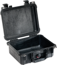 Load image into Gallery viewer, Black Pelican Protector 1400 medium case open with padded interior and secure latches.
